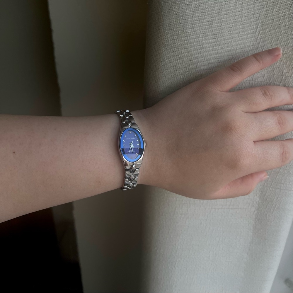 Unique Vintage Paul Jardin Silver Blue Dial Watch (Working with New Battery)